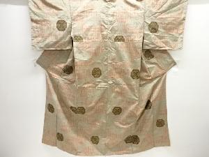 アンティーク　華紋織り出し手織り紬着物